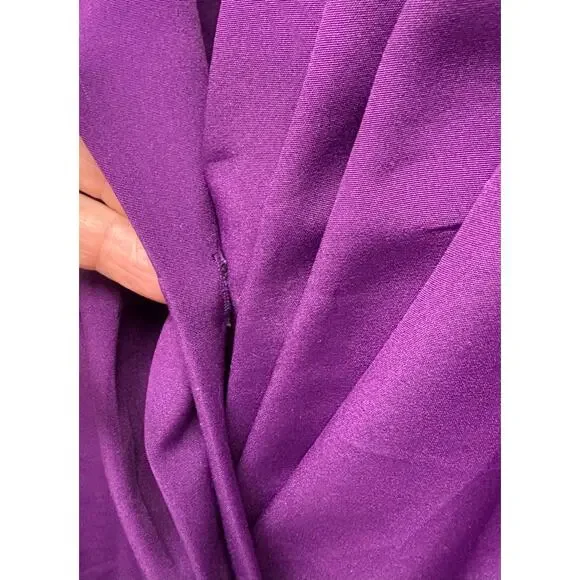 Vintage Sellecca Blouse Purple Padded Shoulders Puff Sleeves V-Neck Size 14 - Picture 3 of 7